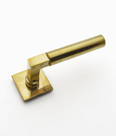 Unlacquered Polished Brass Verdant Lever on Square Rose