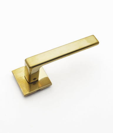 Unlacquered Polished Brass Lovell Lever on Square Rose