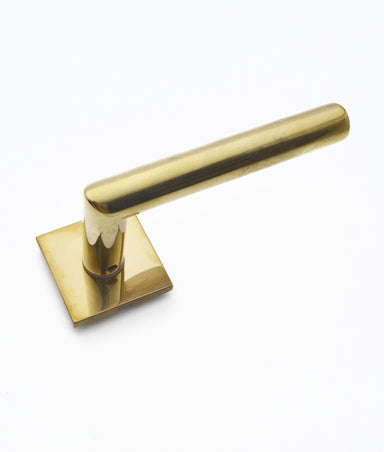 Unlacquered Polished Brass Leviathan Lever on Square Rose