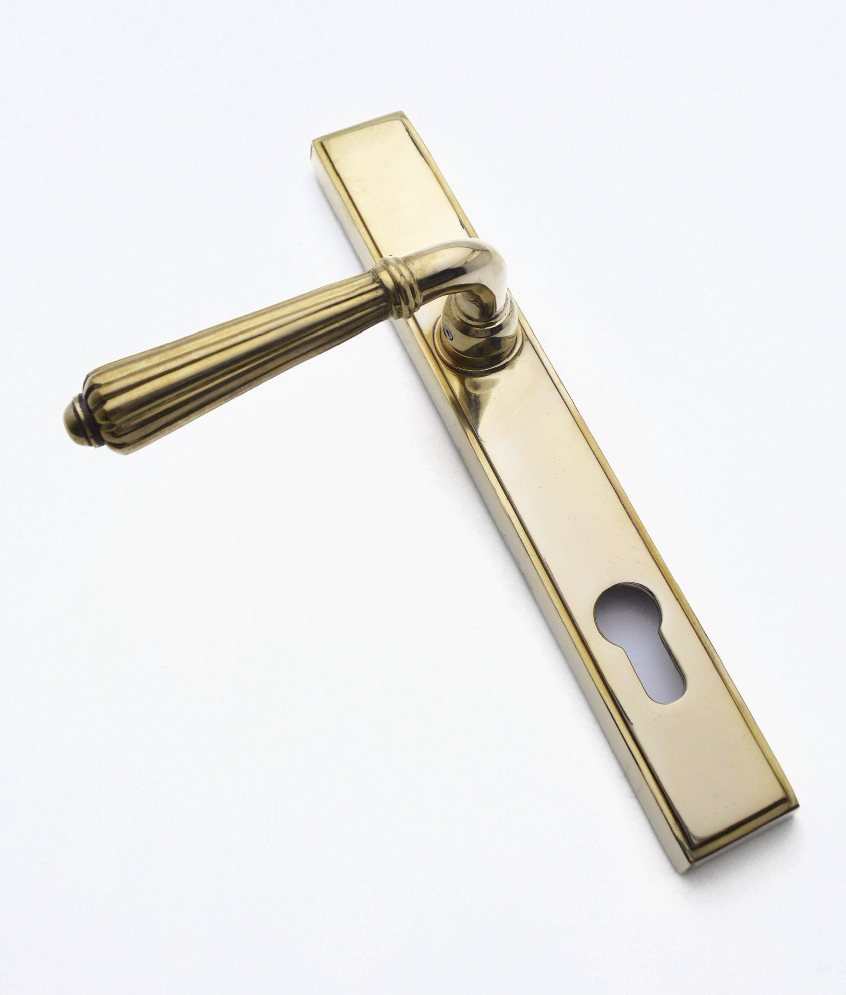 Unlacquered Polished Brass Creston Multi Point Lever on Plate