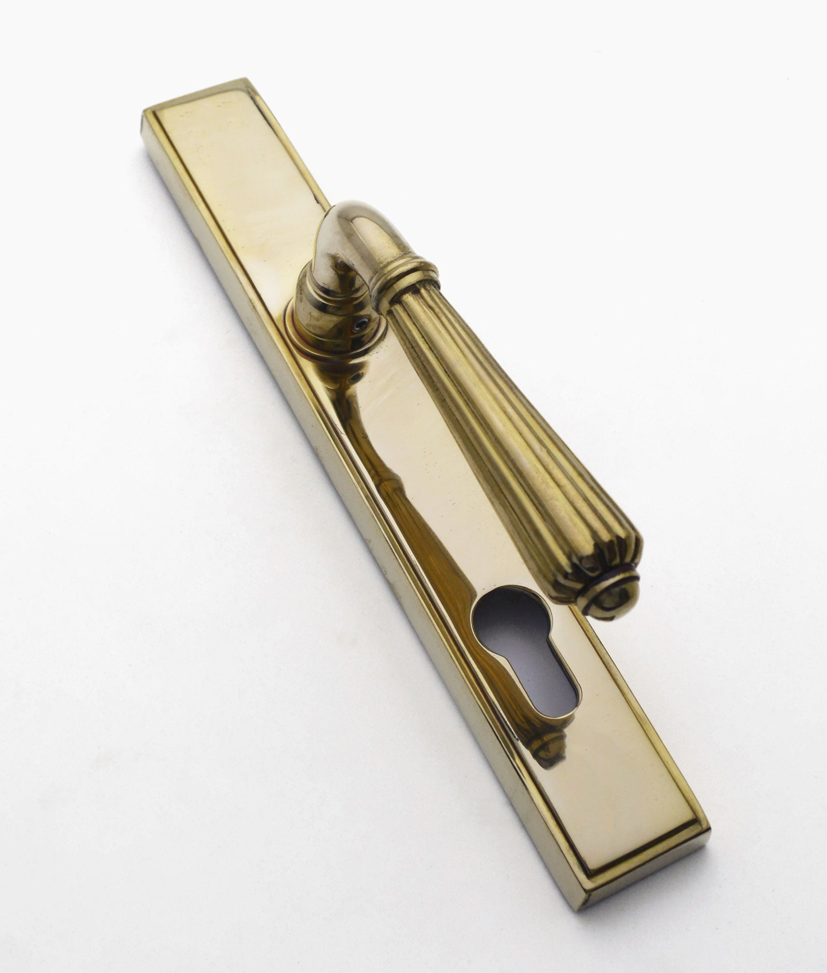 Unlacquered Polished Brass Creston Multi Point Lever on Plate