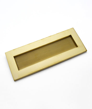 Unlacquered Polished Brass Reeded Letter Plate