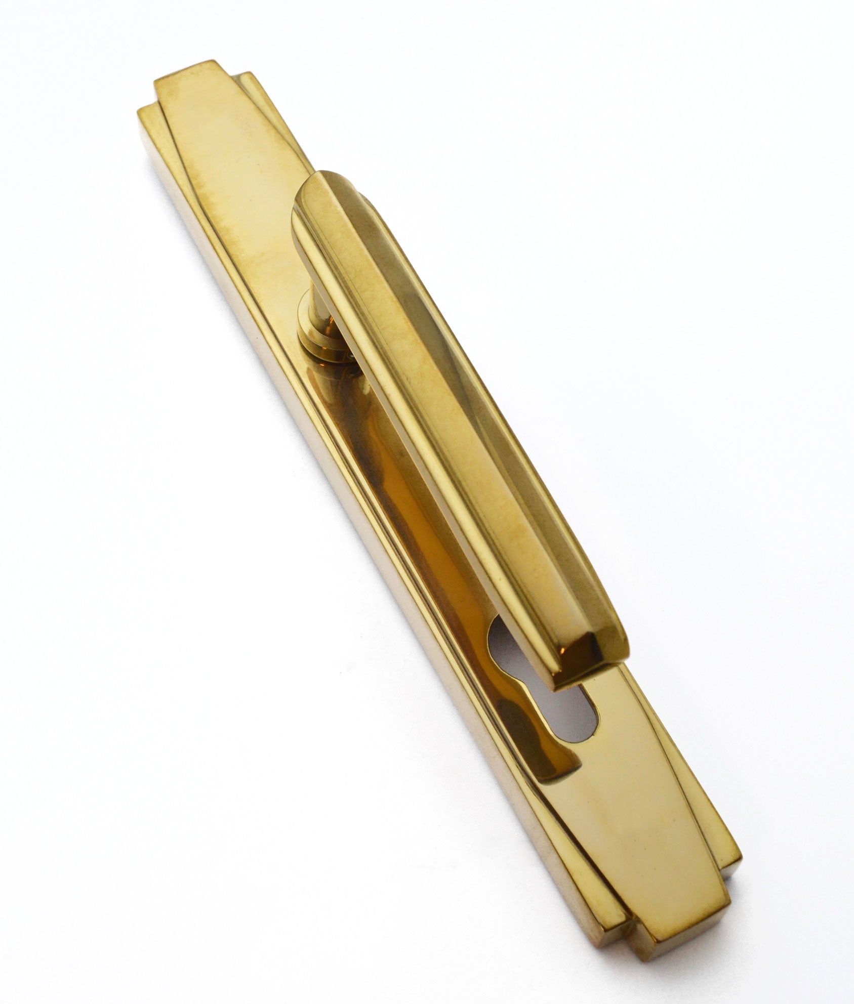 Unlacquered Polished Brass Ozark Multi Point Lever on Plate