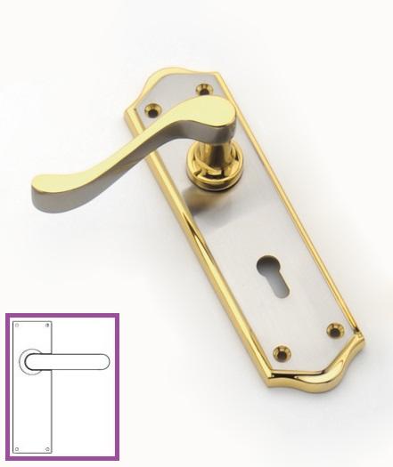 Space Scroll Lever On Plate (Satin Nickel/Gold)