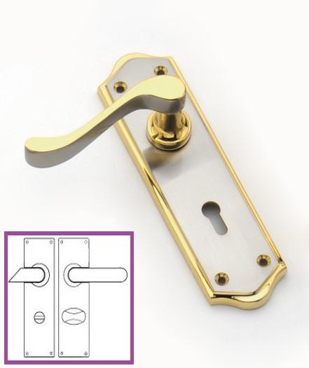 Space Scroll Lever On Plate (Satin Nickel/Gold)