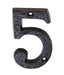 Black Wrought Iron Numeral 5, Front Fix