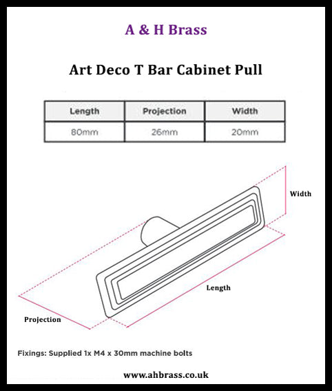 Art Deco T Bar Cabinet Pull
