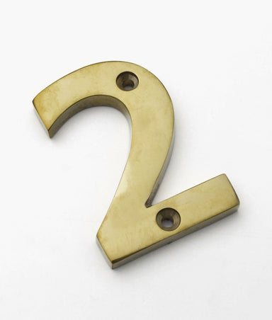 Unlacquered Polished Brass Leif Front Fix Numerals, 78mm High