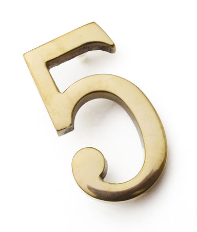Unlacquered Polished Brass Kluane Numerals, Pin Fix, 76mm High