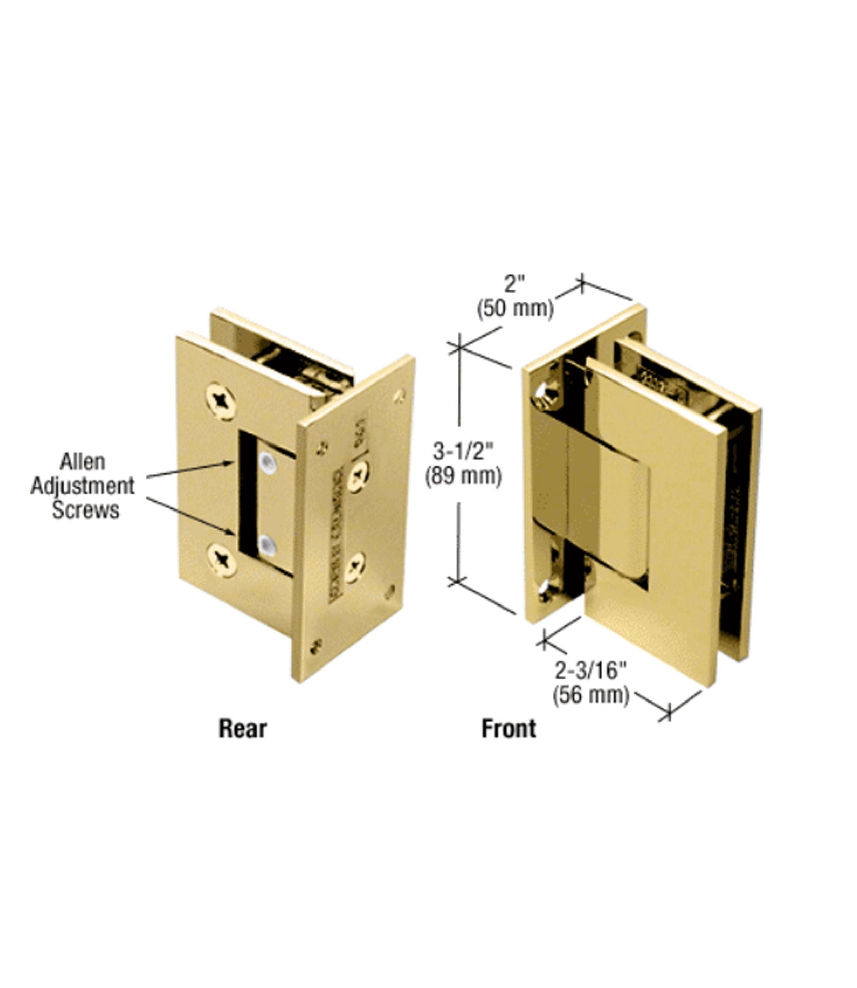 Square Edge Wall to Glass Adjustable Shower Hinge to suit 8-12mm Glass
