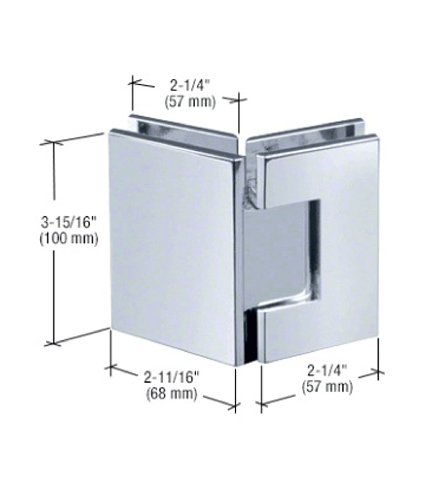Square Edge 135 Degree Glass to Glass Shower Hinge to suit 10-12mm Glass