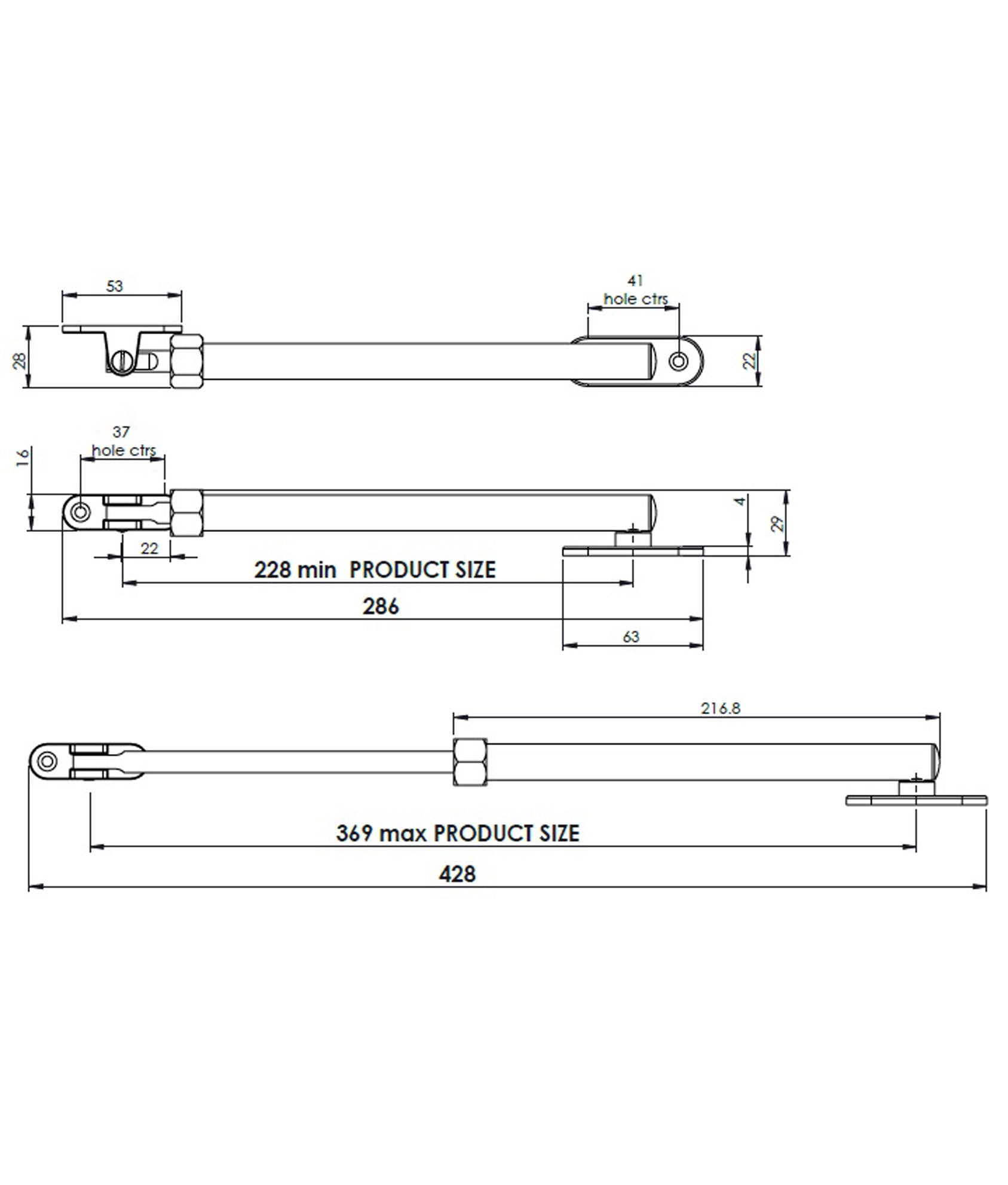 Telescopic Friction Stay For Windows Opening Out
