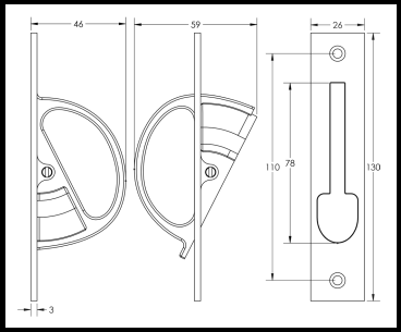 Bjorn Swivel Pocket Door Edge Pull