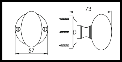 Cadiz Wilis Oval Mortice Knob