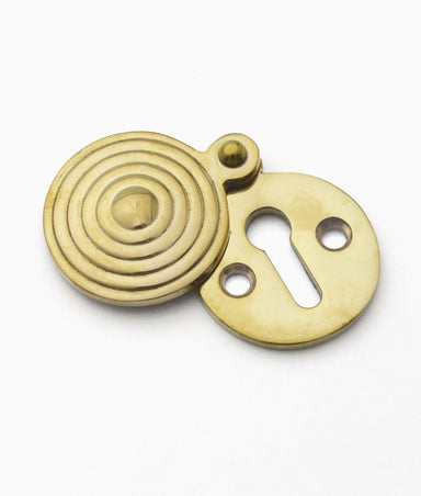 Unlacquered Polished Brass Reeded Covered Escutcheon