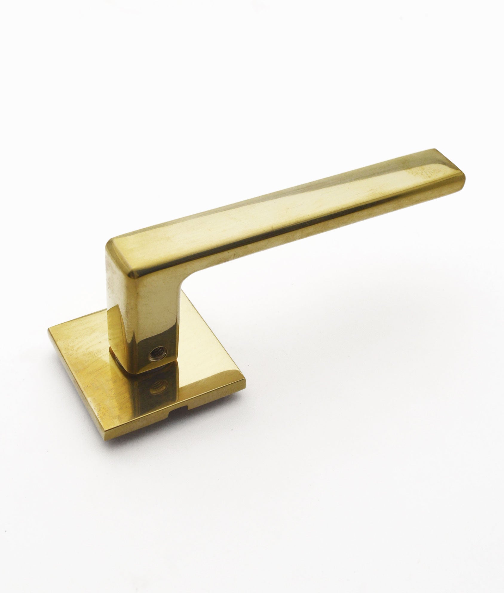 Unlacquered Polished Brass Lovell Lever on Square Rose