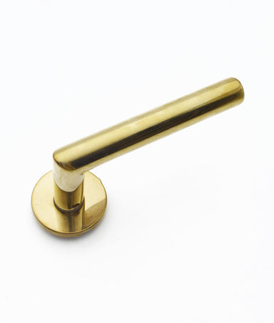 Unlacquered Polished Brass Nemeses Lever on Rose