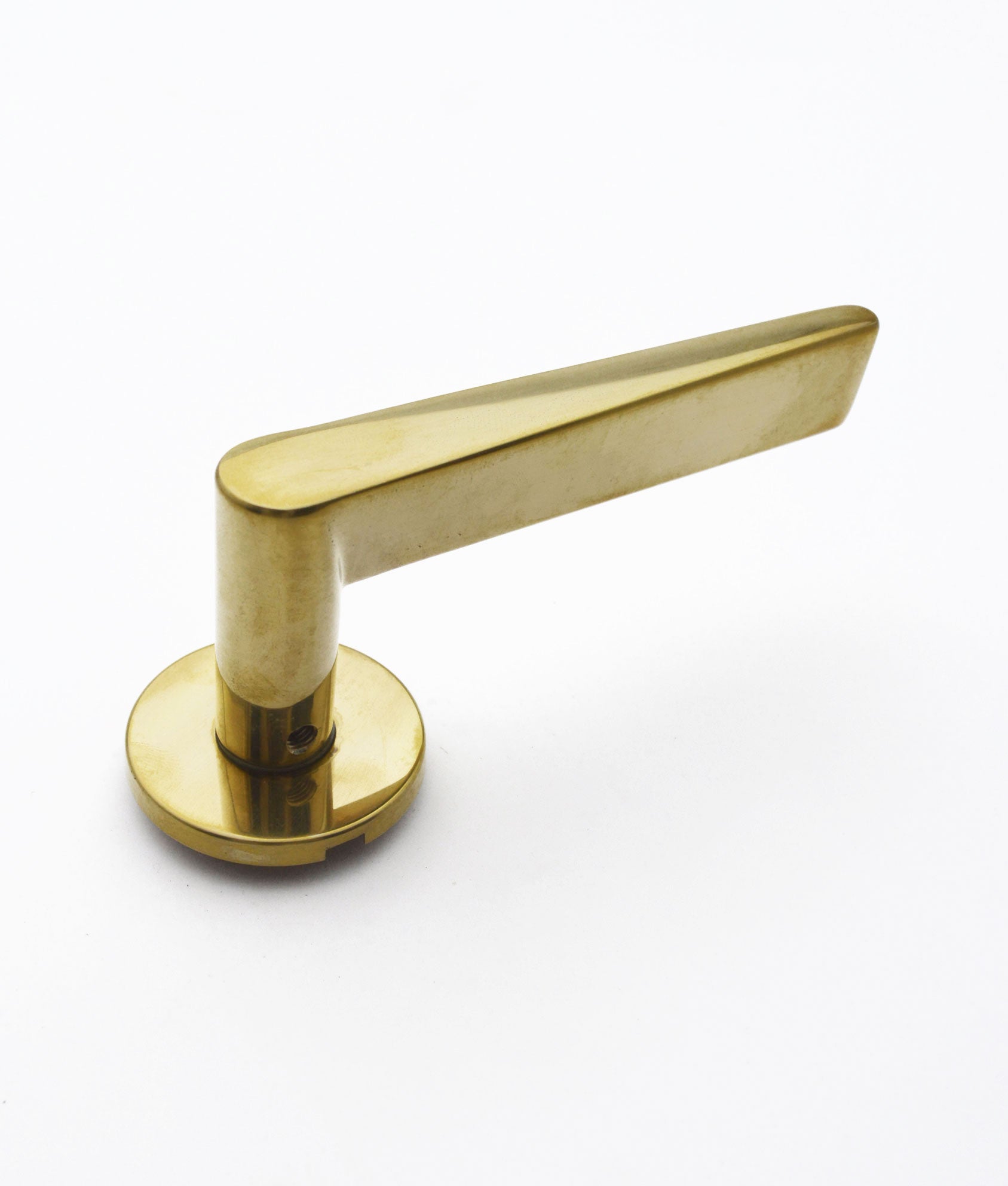 Unlacquered Polished Brass Icarus Lever on Rose