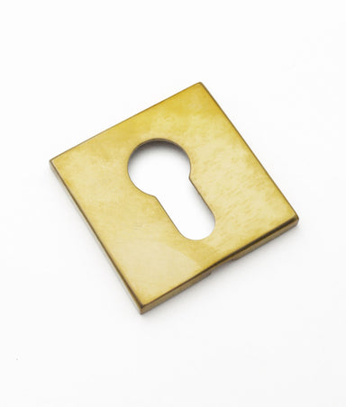 Unlacquered Polished Brass Xavier Euro Profile Square Escutcheon