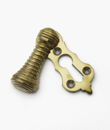 Unlacquered Polished Brass Lamont Reeded Covered Escutcheon
