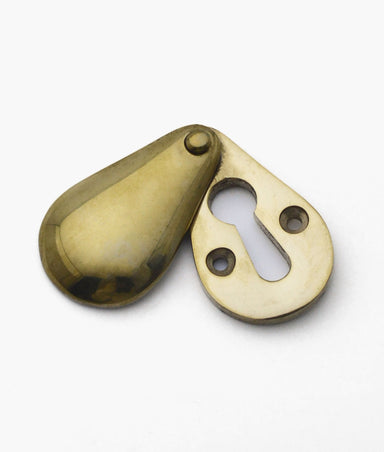 Unlacquered Polished Brass Lamont Peardrop Covered Escutcheon