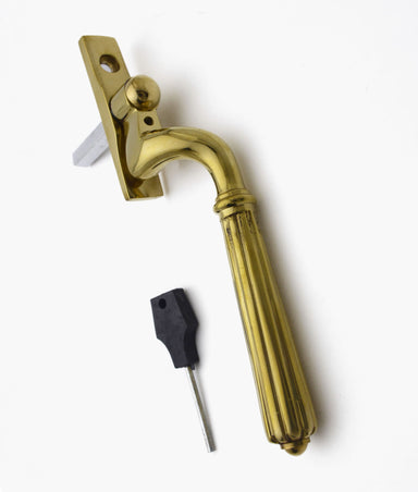 Unlacquered Polished Brass Twirl Locking Espagnolette Handle