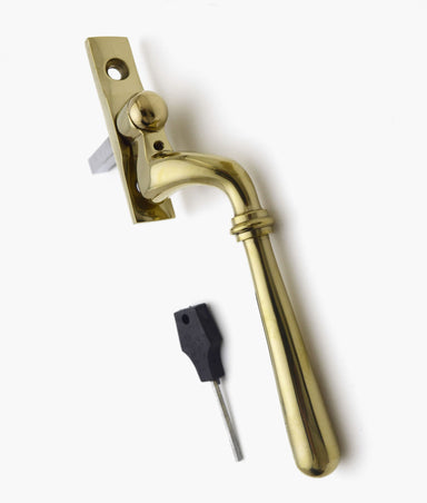 Unlacquered Polished Brass Elongated Locking Espagnolette Handle