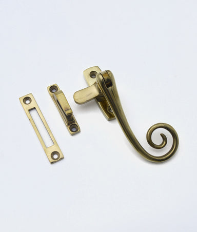 Unlacquered Polished Brass Curly Tail Casement Fastener