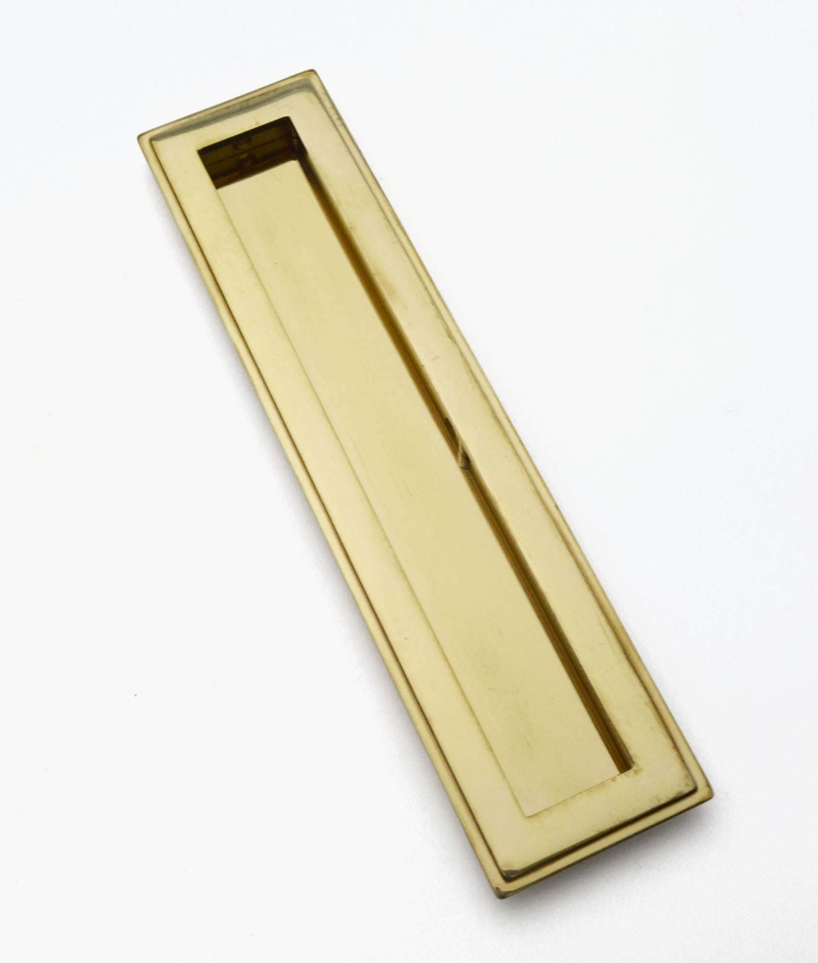 Unlacquered Polished Brass Braille Sliding Flush Pull