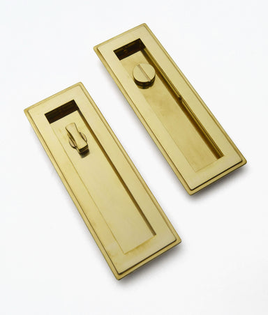 Unlacquered Polished Brass Braille Sliding Privacy Flush Pull