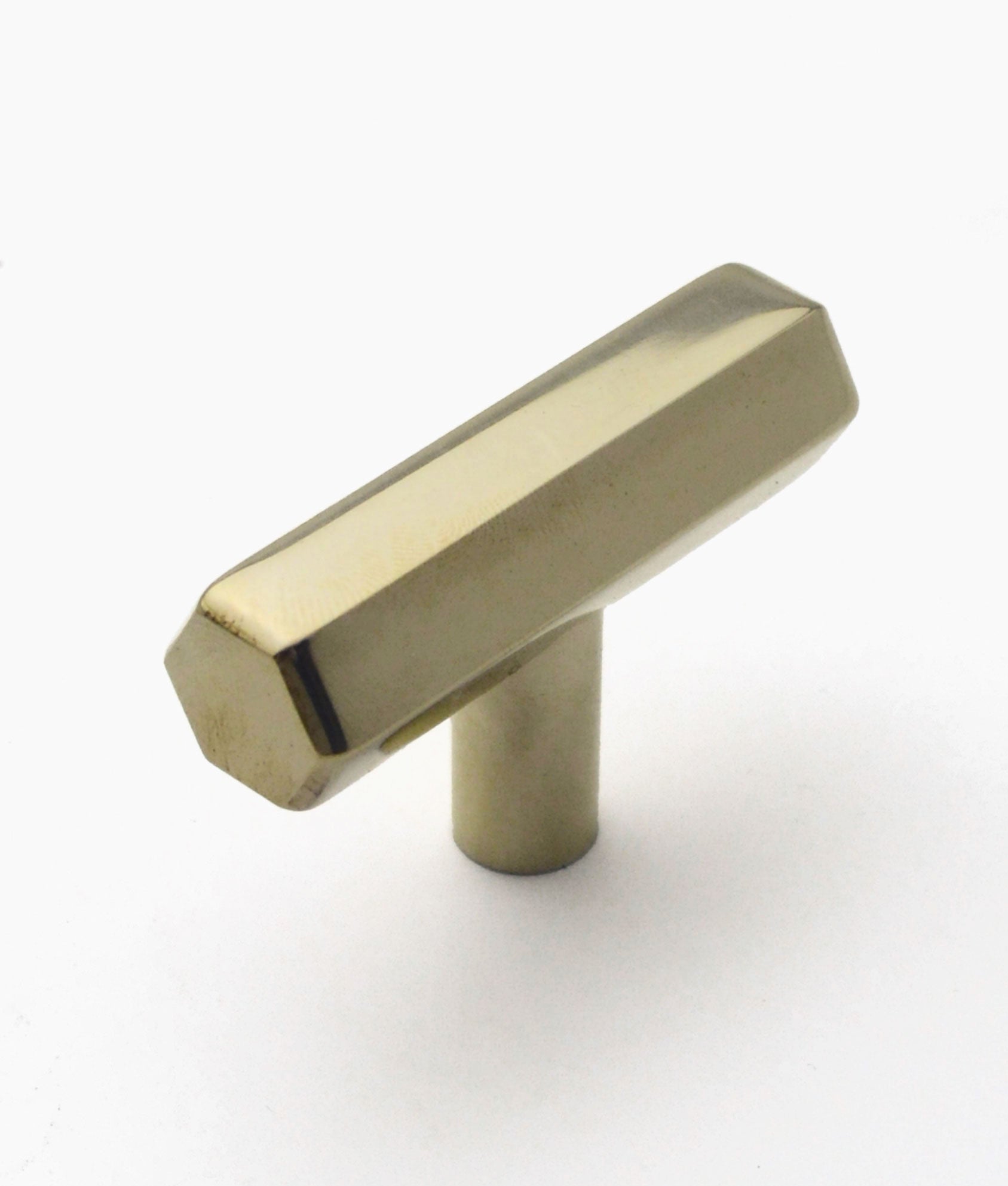Unlacquered Polished Brass Sand Hexagonal T-Bar Cabinet Handle