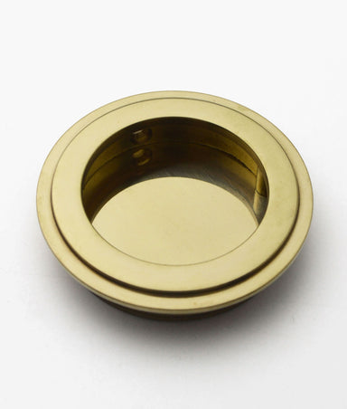 Unlacquered Polished Brass Cyrus Round Sliding Flush Pull