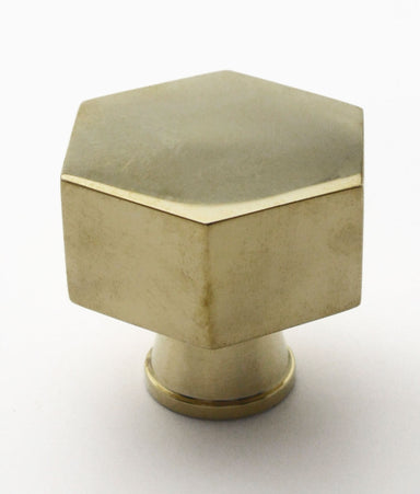 Unlacquered Polished Brass Sand Hexagonal Cabinet Knob