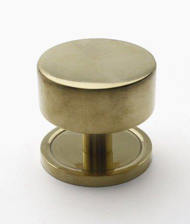 Unlacquered Polished Brass Edzell Cabinet Knob on Plate