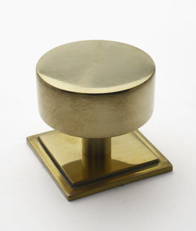 Unlacquered Polished Brass Edzell Cabinet Knob on Square Plate