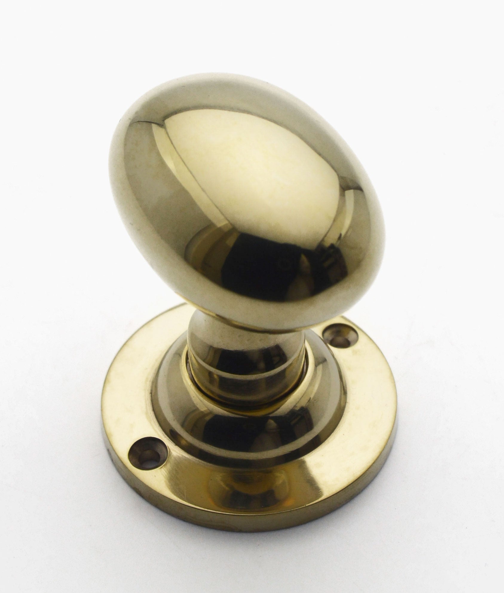 Unlacquered Polished Brass Donatello Oval Mortice/Rim Knob