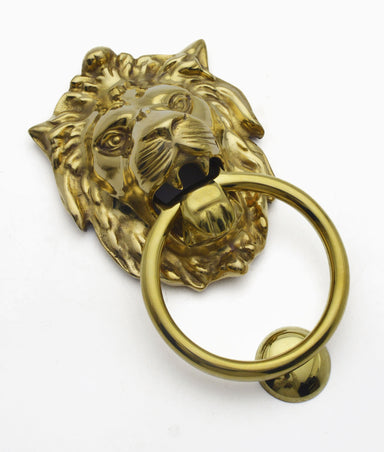 Unlacquered Polished Brass Edwin Lion Door Knocker