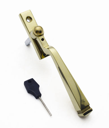 Unlacquered Polished Brass Art Deco Locking Espagnolette Handle