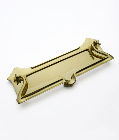 Unlacquered Polished Brass Carver Letter Plate with Knocker