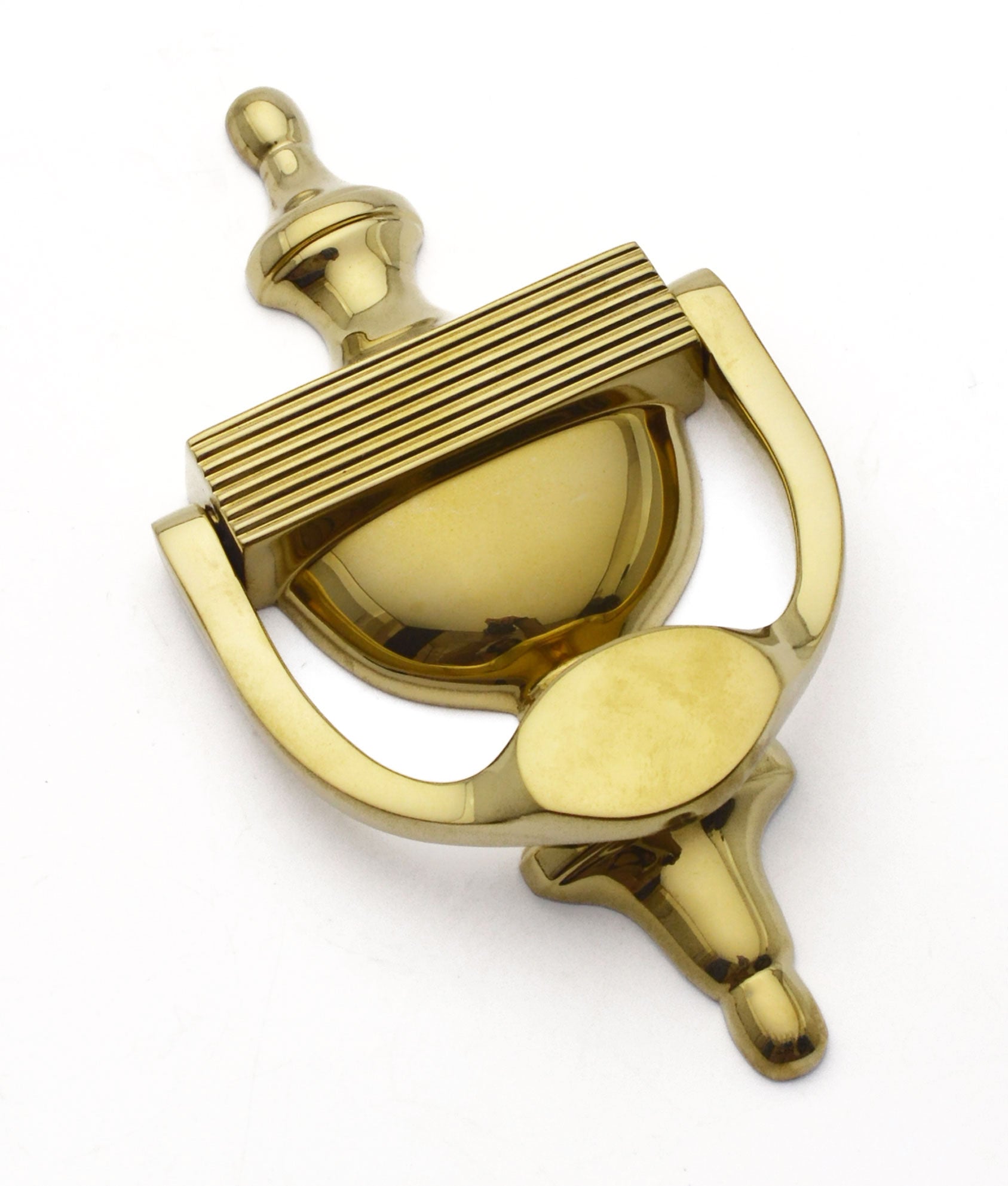 Unlacquered Polished Brass Reserve Reeded Urn Door Knocker