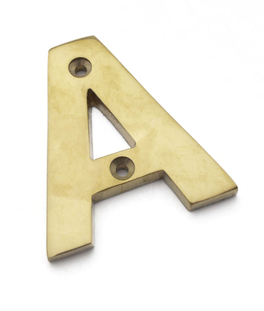 Unlacquered Polished Brass Leif Letters A-M, Visible Fix, 78mm High