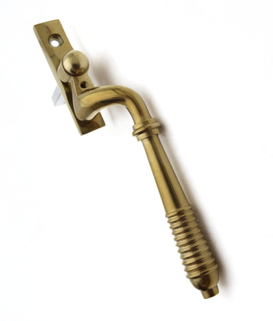 Unlacquered Polished Brass Reeded Locking Espagnolette Handle