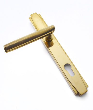 Unlacquered Polished Brass Ozark Multi Point Lever on Plate