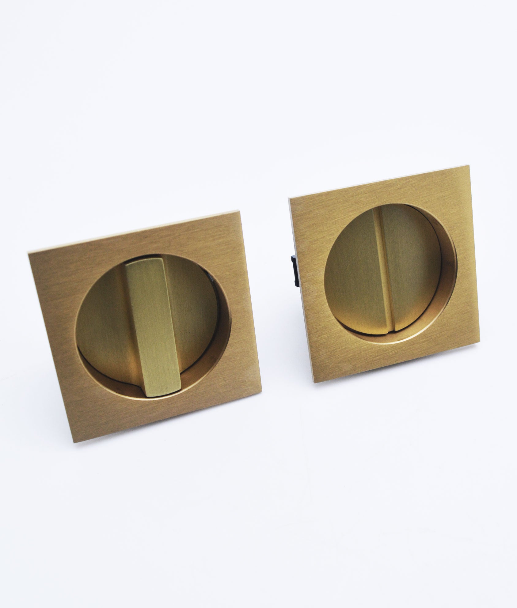 Cadiz Pocket Door Tubular Privacy Kit c/w Square Flush Pulls