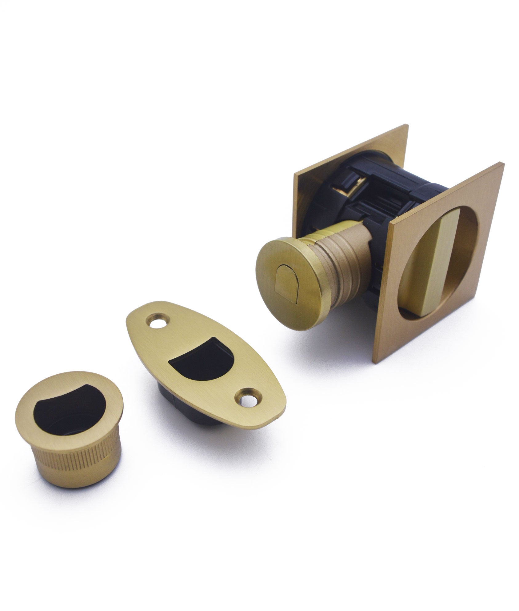 Cadiz Pocket Door Tubular Privacy Kit c/w Square Flush Pulls