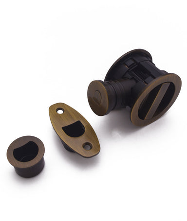 Cadiz Pocket Door Tubular Privacy Kit c/w Round Flush Pulls