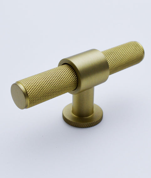 Wanamaker Knurled T-Bar Cabinet Pull Handle, 14mm Bar