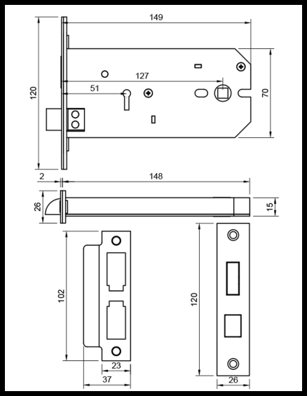 Express Horizontal Lock For Mortice Door Knobs