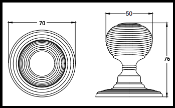 Oxon Reeded Bun Mortice Knob