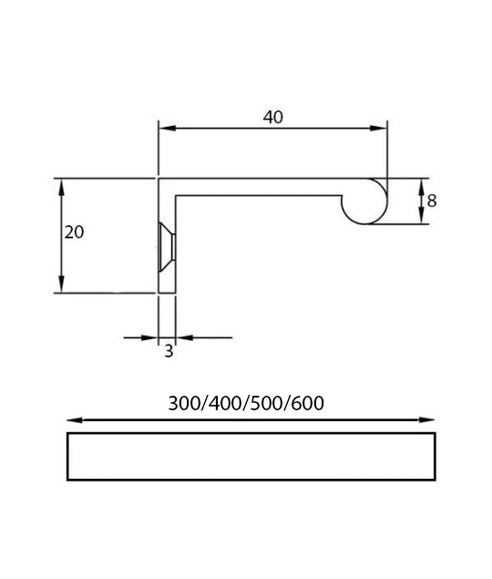 Rounded Edge Cabinet Pull Handle To Suit 19mm Doors